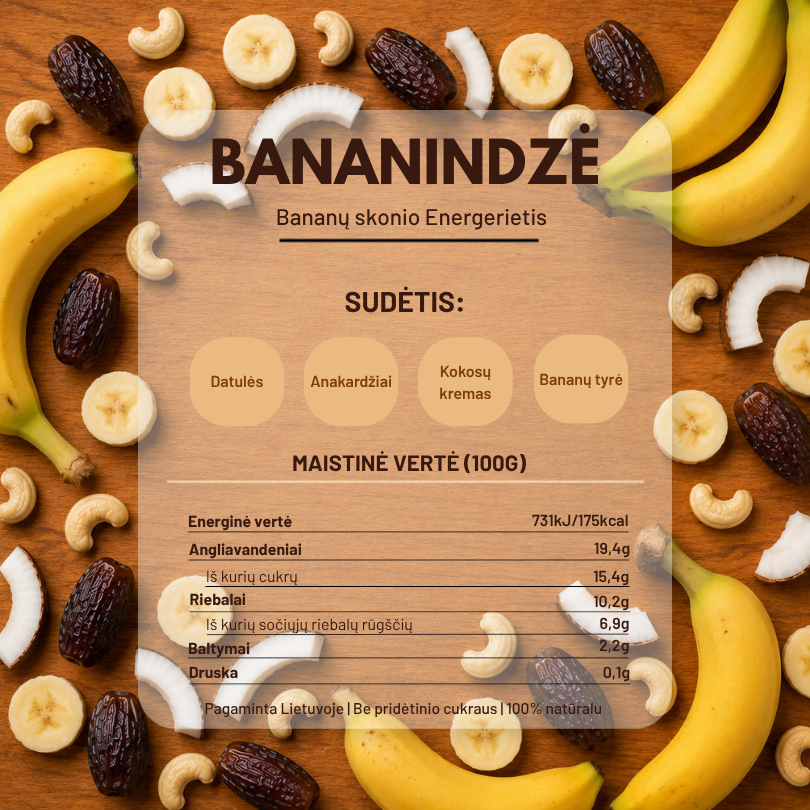 Bananindzė | Bananų skonio EnerGerietis | 100g