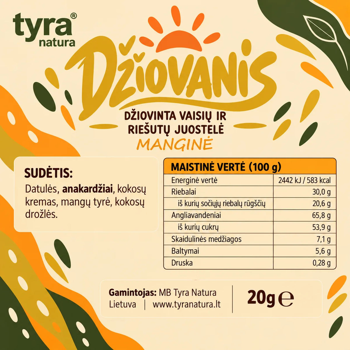 Džiovanis | Mangų skonio | 20g