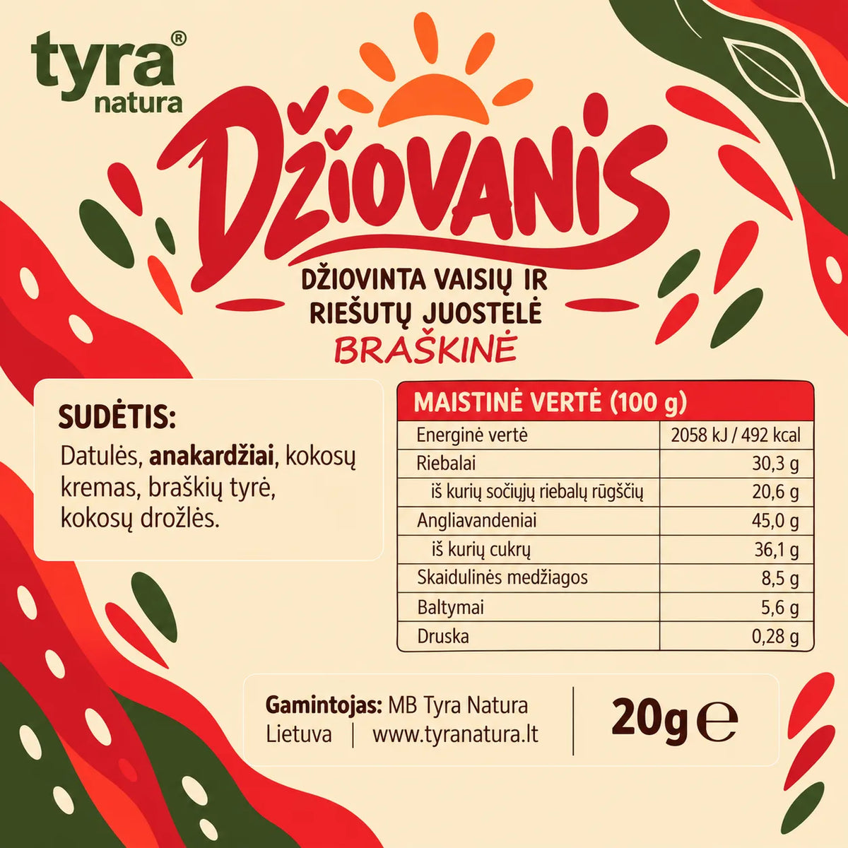 Džiovanis | Braškių skonio | 20g