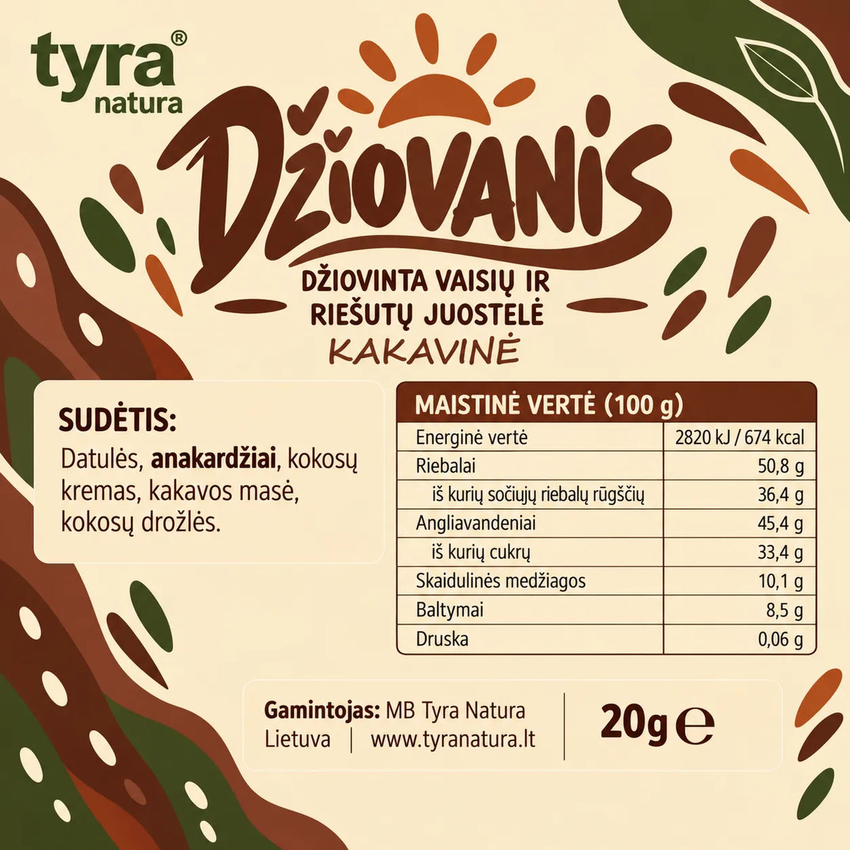 Džiovanis | Kakavos skonio | 20g