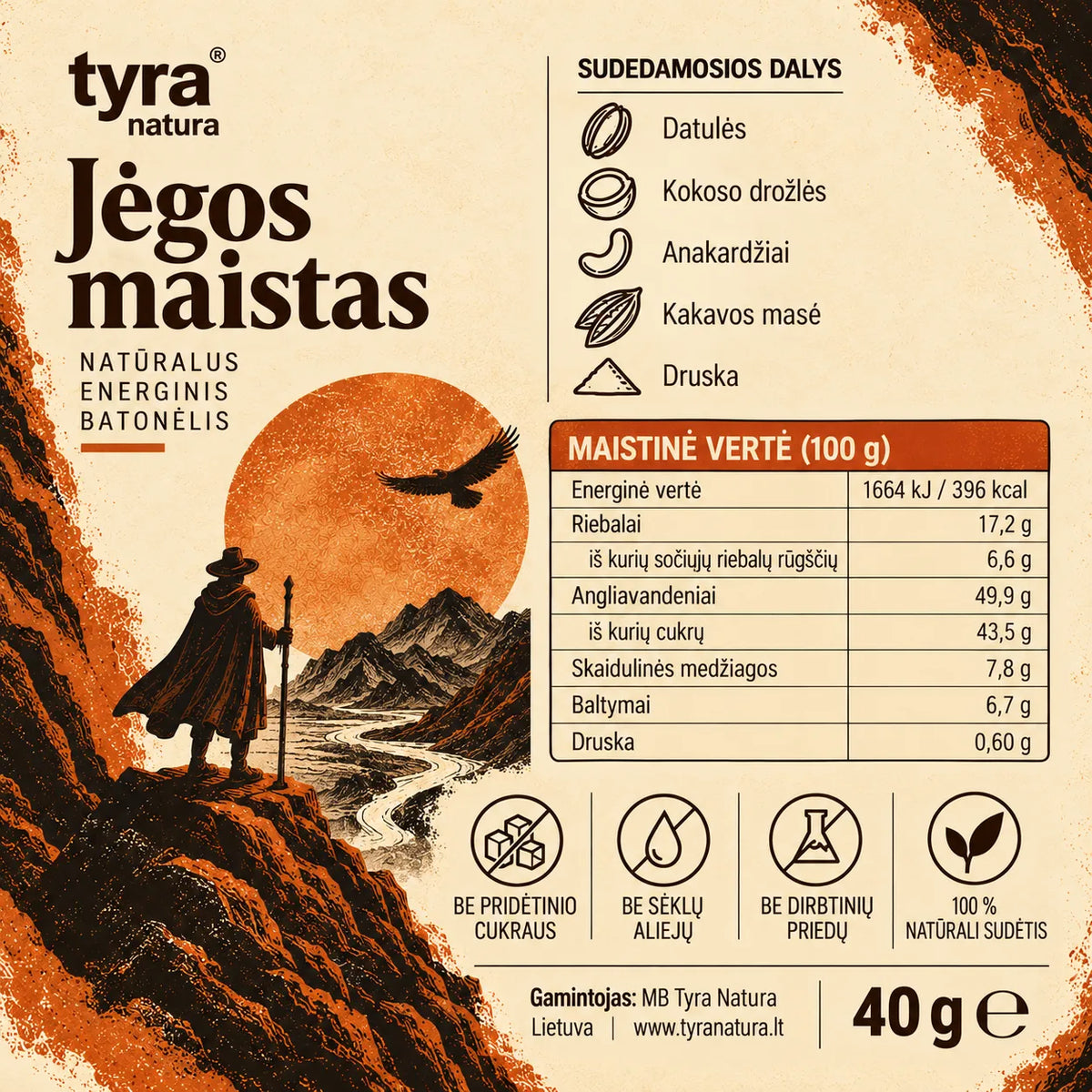 Batonėlis Jėgos maistas | Su anakardžiais ir kokosu | 40g